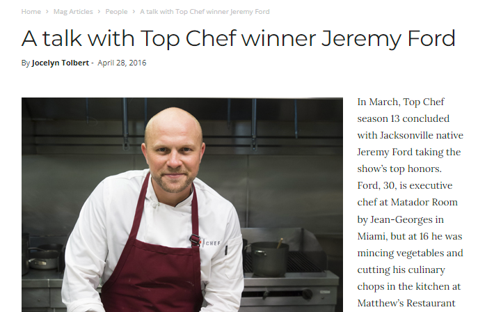 A talk with Top Chef winner Jeremy Ford