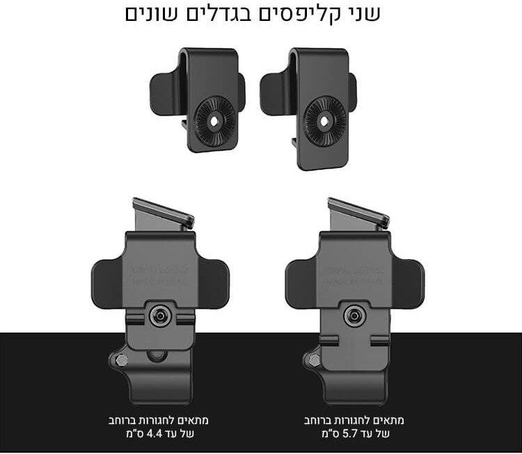 Thumbnail: פונדה למחסנית פולימר / פלדה בודדת עם מתאם קליפס לנשיאה חיצונית על החגורה - Orpaz
