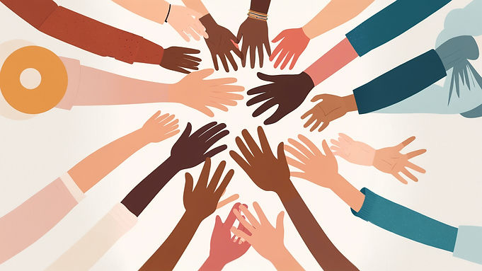 picture of numerous multicultural hands.