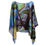 Thumbnail: back of charmeuse silk poncho in blue, green and brown with painted lemon tree