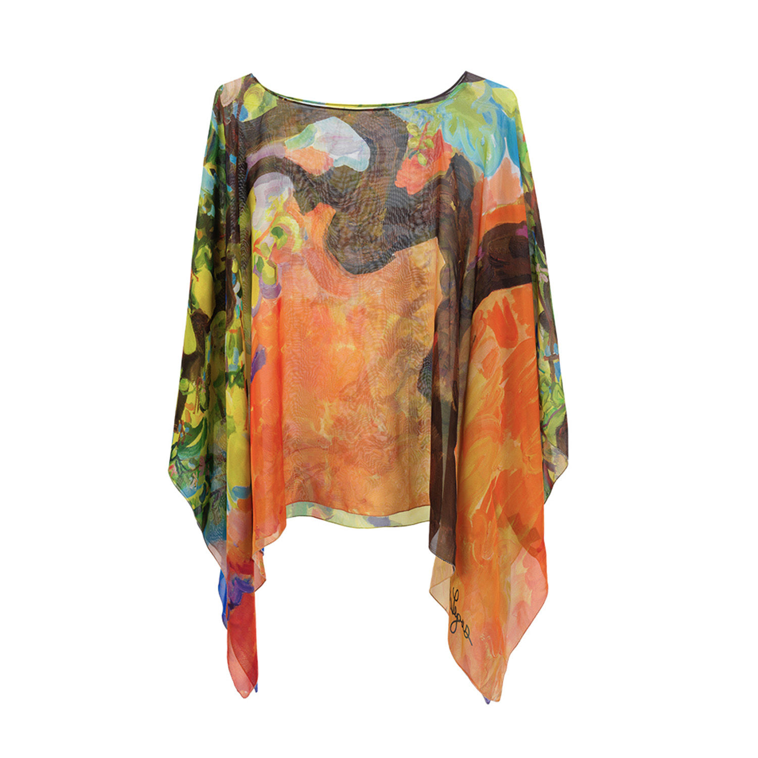 front of georgette silk poncho made in italy named confidence