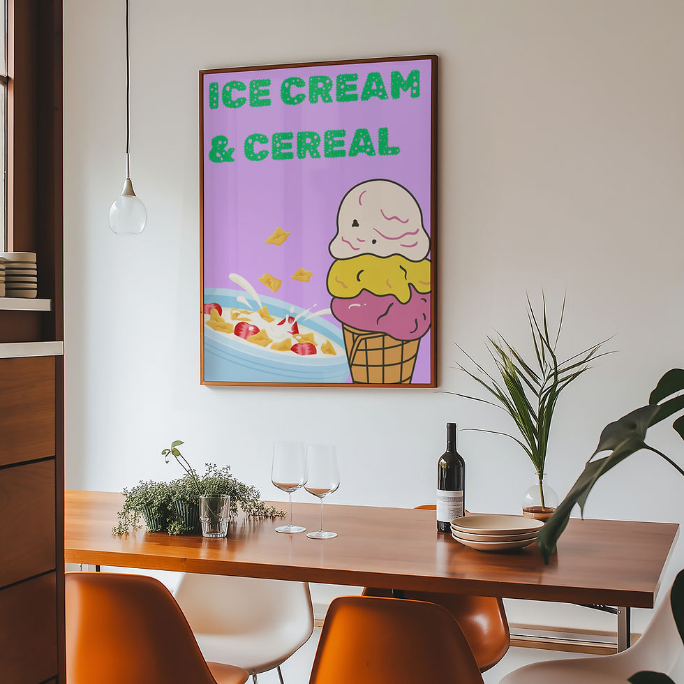 Thumbnail: Ice Cream & Cereal - Retro Wall Art - Unframed