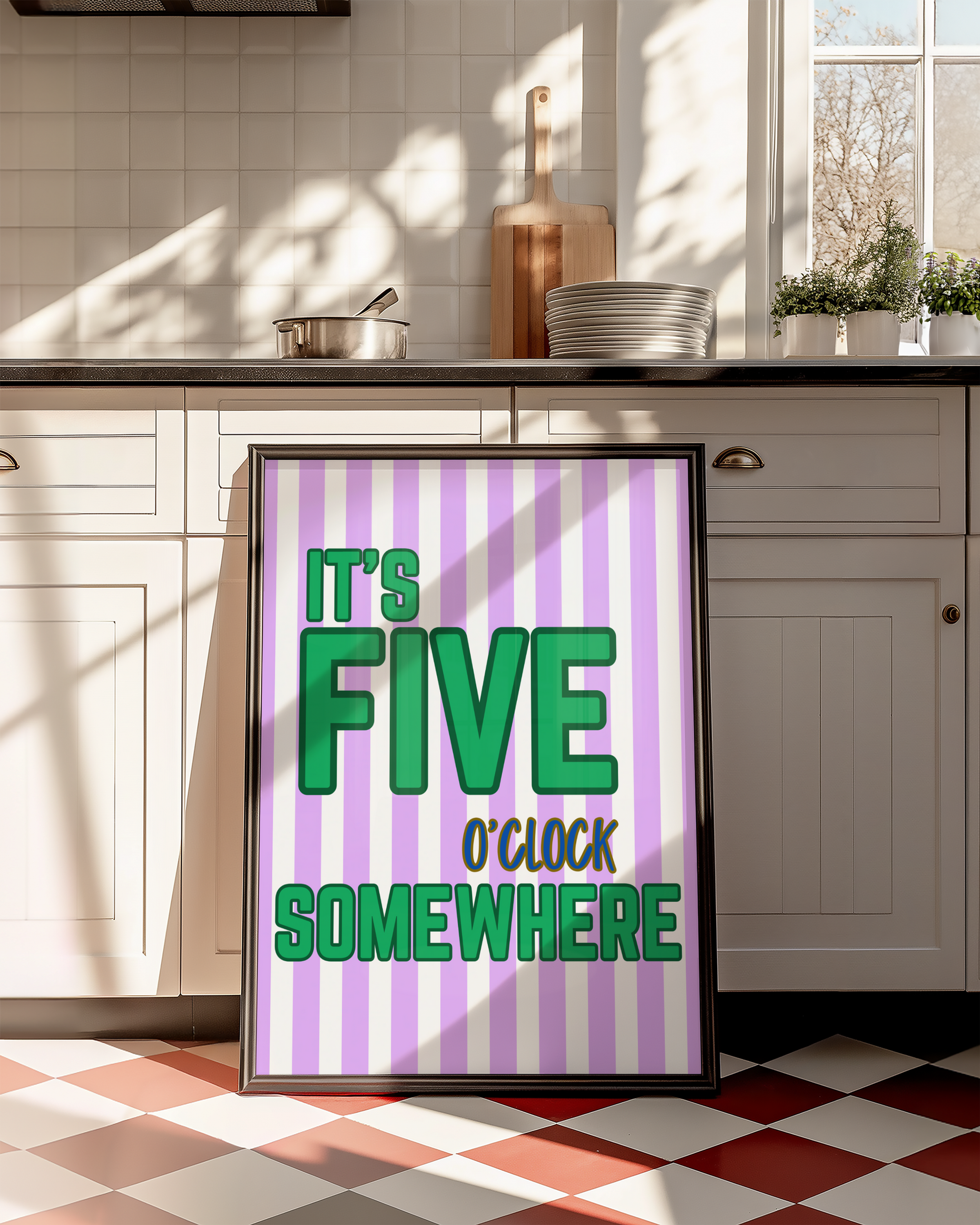It's Five O'clock Somewhere - Bar Wall Art - Unframed