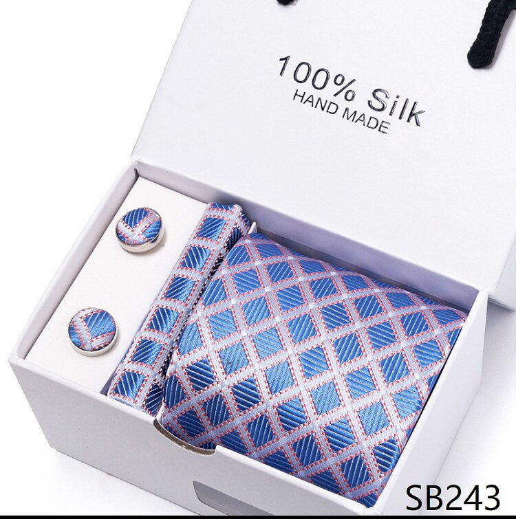 Thumbnail: Woven Festive Gift 65 Colors 100% Silk Tie Handkerchief Cufflink Set