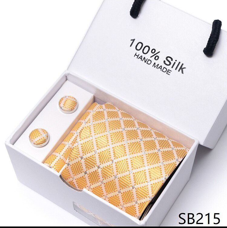 Thumbnail: Woven Festive Gift 65 Colors 100% Silk Tie Handkerchief Cufflink Set