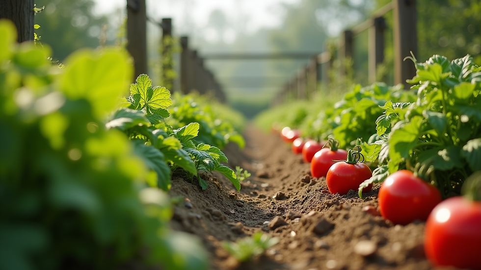 Eye-level view of a vibrant vegetable garden