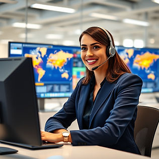 Realistic, photo, professional and attractive female customer service representative in he