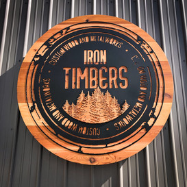 Iron Timbers Cedar/Steel Sign