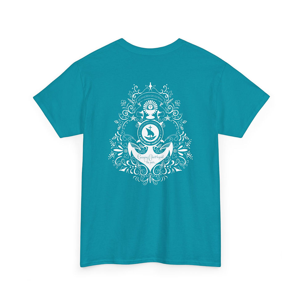 Thumbnail: Cotton: St. Christopher's Decorative Floral Back Relaxed T-Shirt (Two Sided)