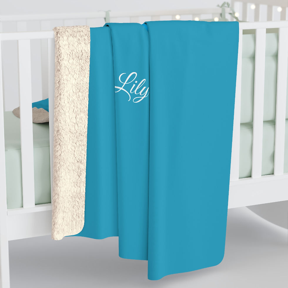 Thumbnail: Talbot Customized Sherpa Fleece Blanket- Design 2 (Turquoise)