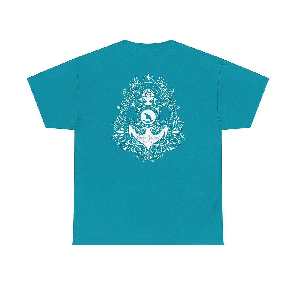 Thumbnail: Cotton: St. Christopher's Decorative Floral Back Relaxed T-Shirt (Two Sided)