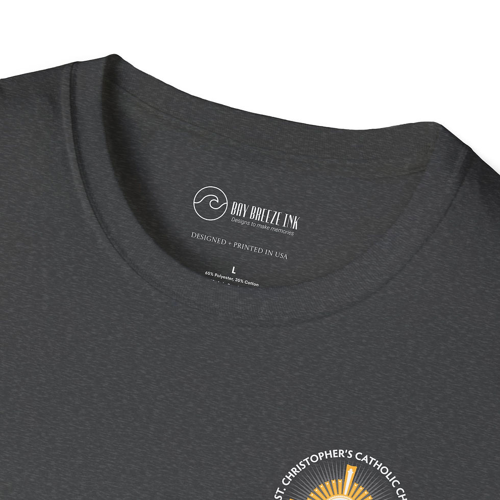 Thumbnail: Jersey: St. Christopher's Eucharistic Monstrance Softstyle Shirt (Two Sided)