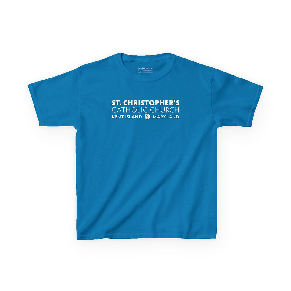 Thumbnail: Kids: St. Christopher's Decorative Floral Back + Word Front T-Shirt (Two Sided)