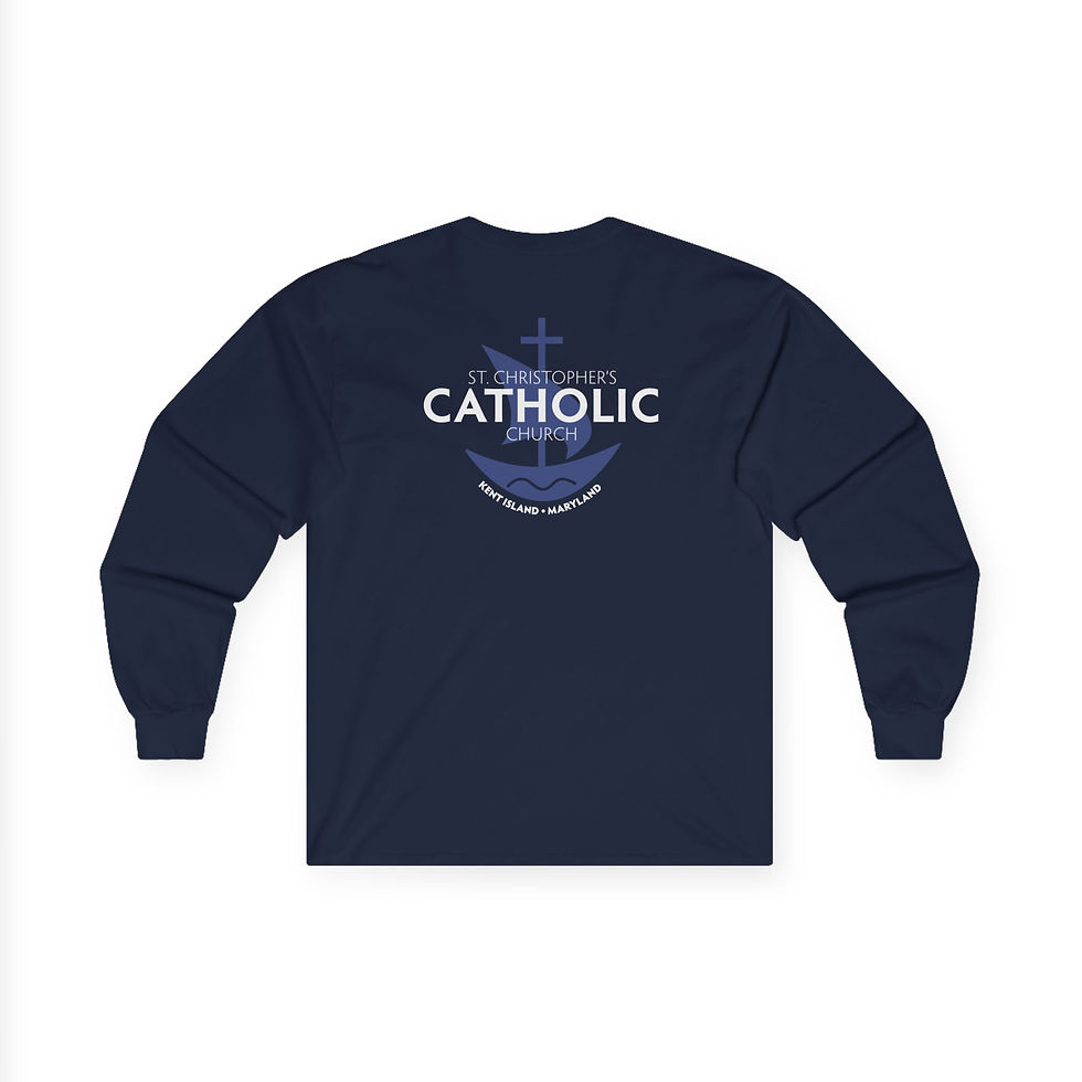 Thumbnail: Long Sleeve: St. Christopher's Boat Catholic Back Long Sleeve Shirt (Two Sided)