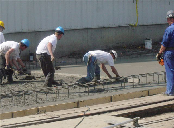 Leveling concrete slab