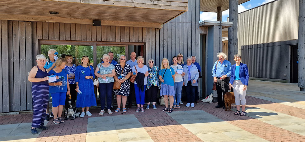 People wearing blue to commemorate Action Mesothelioma Day