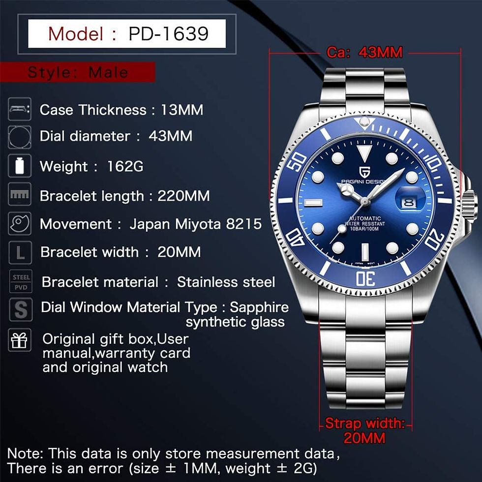 الصورة المصغرة: Pagani Design men's wristwatch, automatic, mechanical, NH35A clockwork, stainle