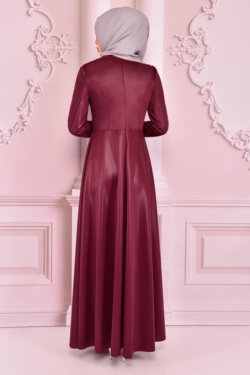 الصورة المصغرة: فستان ساتان بفيونكة أحمر كلاريت