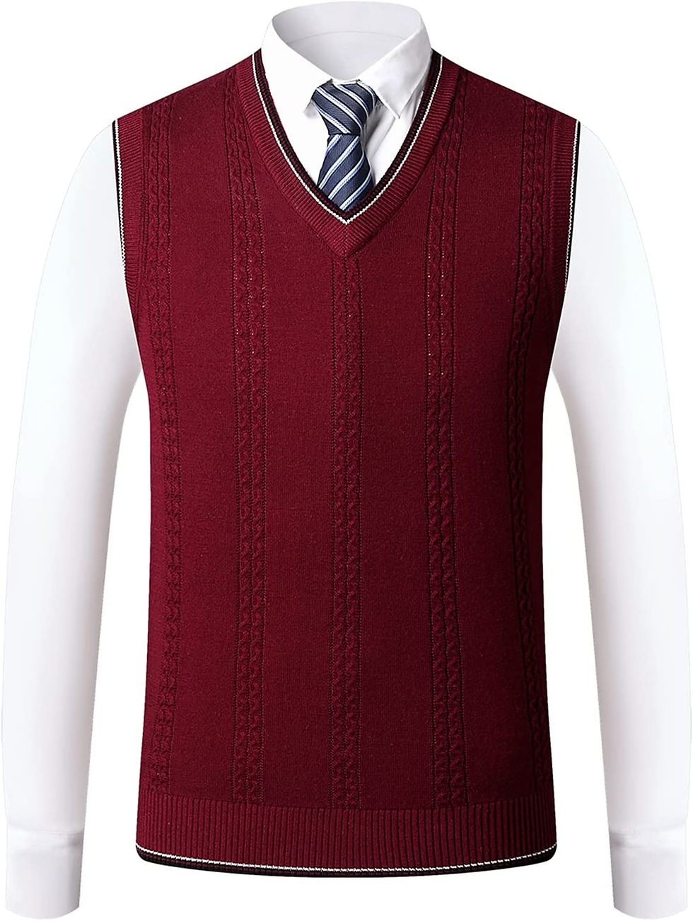 الصورة المصغرة:  الرجال عادية الخامس الرقبة بلا أكمام البلوز سترة الأعمال تريكو سترة متماسكة ست