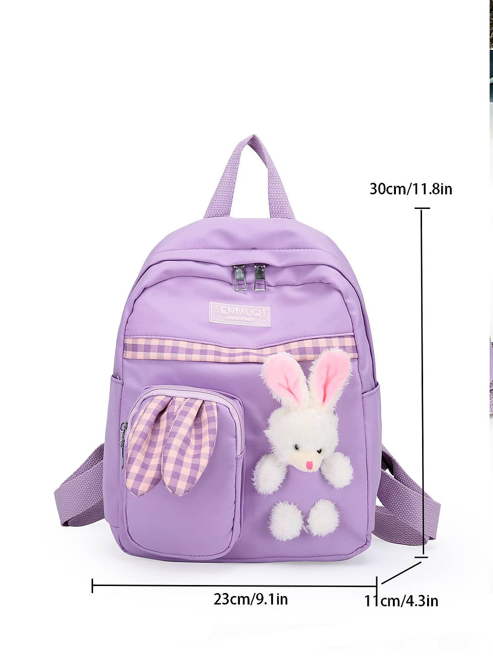 الصورة المصغرة: حقيبة ظهر عملية مربعات ملونة تفاصيل مرقع بعبارة بنات