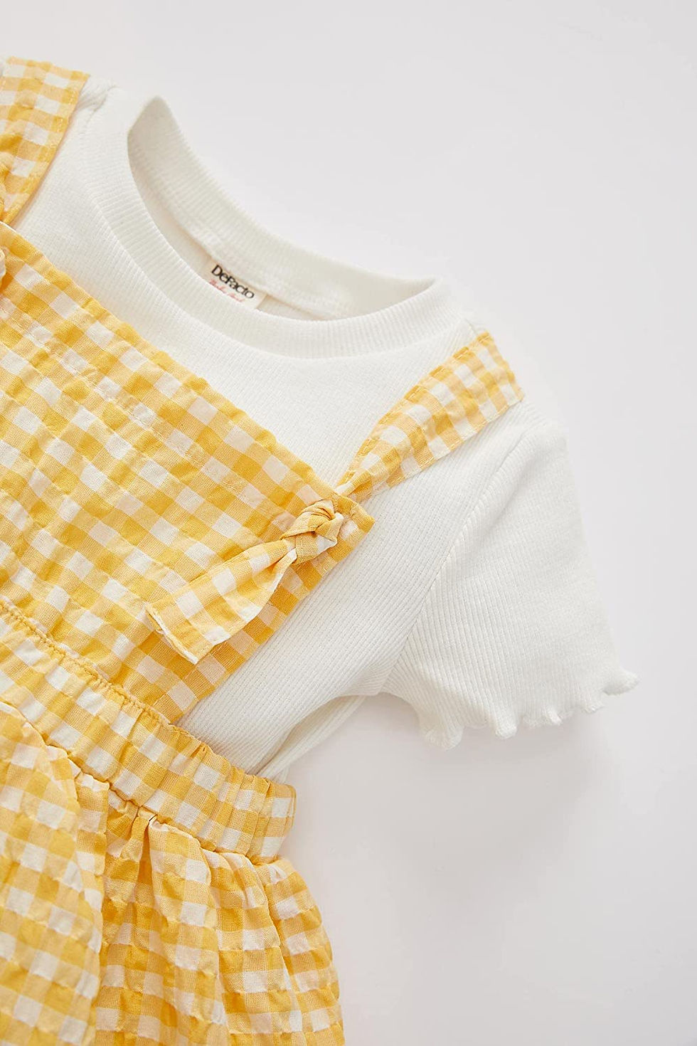 الصورة المصغرة: طفلة طاقم الرقبة قصيرة الأكمام تي شيرت قماش قطني منقوشة حزام اللباس البدلة