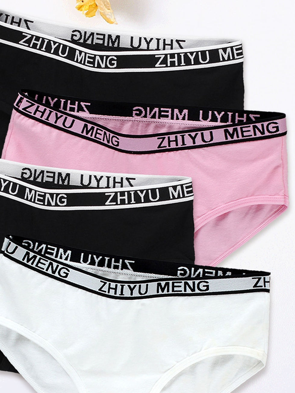 الصورة المصغرة: سروال داخلي متباين شريط عبارة 4 قطع بنات
