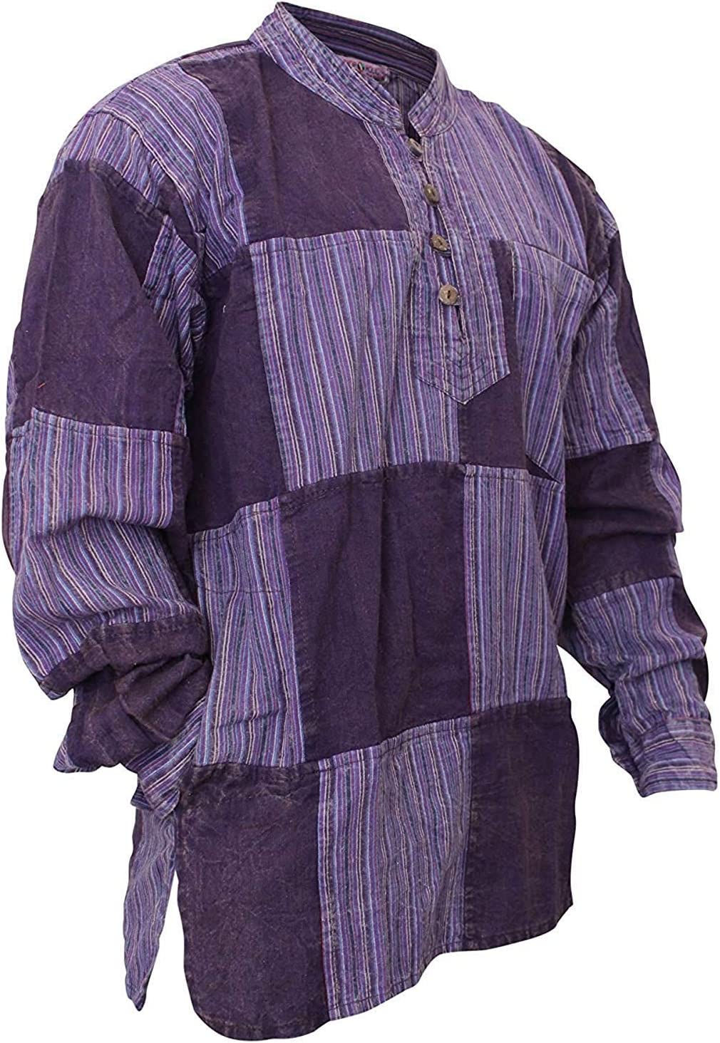  قميص الهبي مخطط عادي مخطط بلون الحجر للرجال