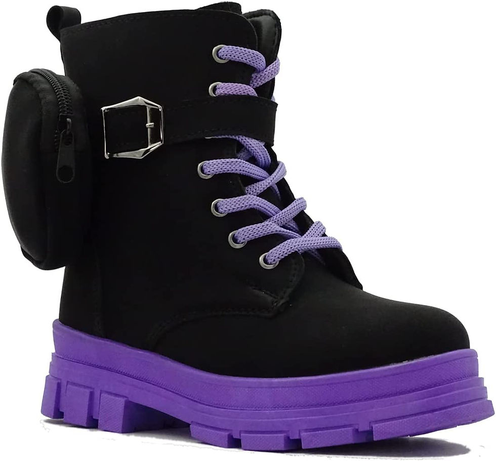 الصورة المصغرة: حذاء أسود أرجواني وبطانة حرارية وسحّاب