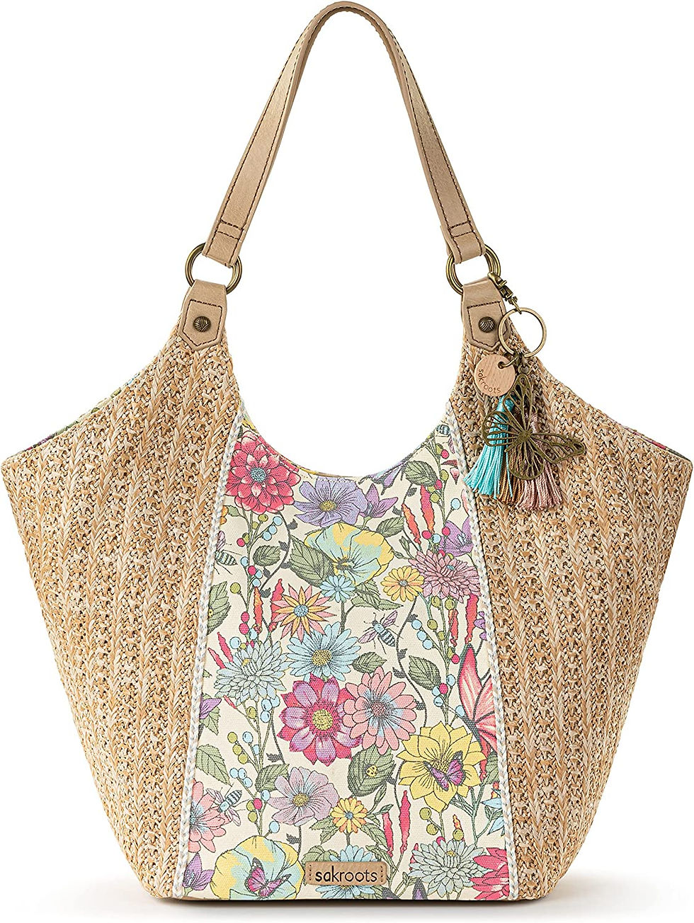 الصورة المصغرة: Sakroots Roma Straw Shopper Sakroot Roma Straw Shopping Bag Woven Fabric Double