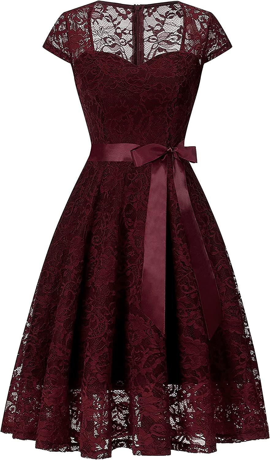 الصورة المصغرة: فستان كوكتيل بطول الركبة من  ، فستان احتفال ، فستان نسائي أنيق من الدانتيل ، رق