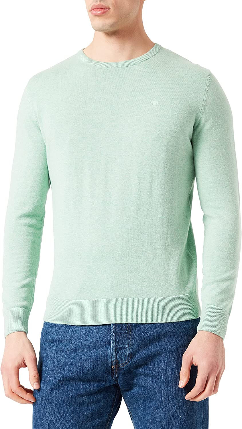 الصورة المصغرة:  للرجال سترة منسوجة أساسية برقبة دائرية