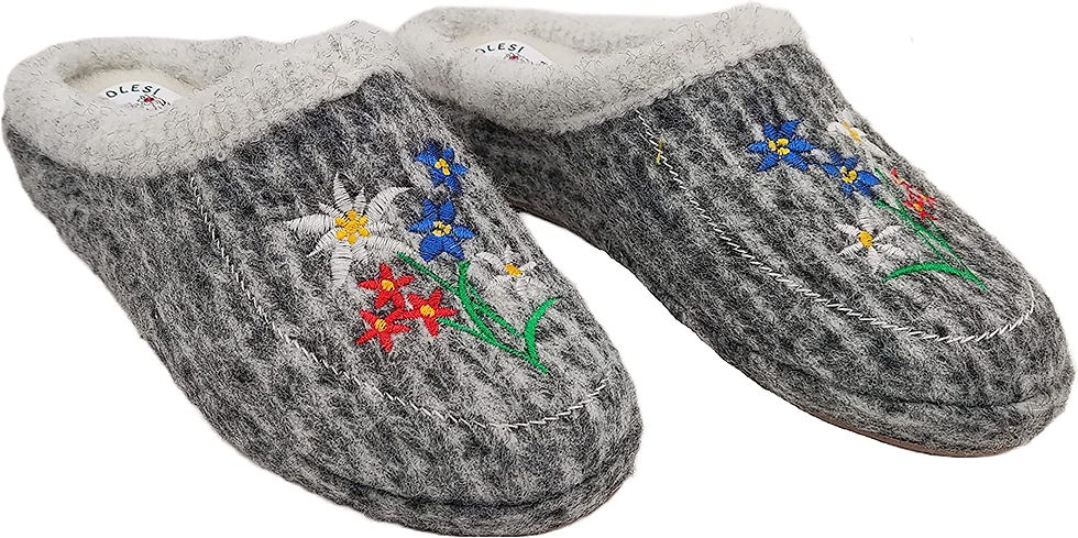 الصورة المصغرة: شبشب  النسائي ، للشتاء ، شبشب داخلي داخلي ، مزيج من الصوف مع نعل غير قابل للانز