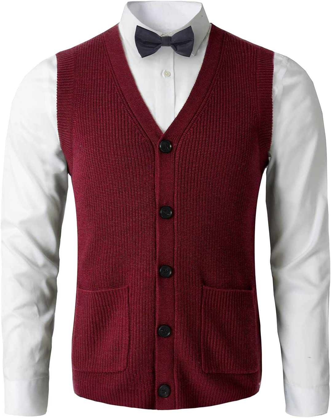 سترة رجالية بفتحة رقبة على شكل بدون أكمام سترة محبوكة  سترة كبيرة وطويلة