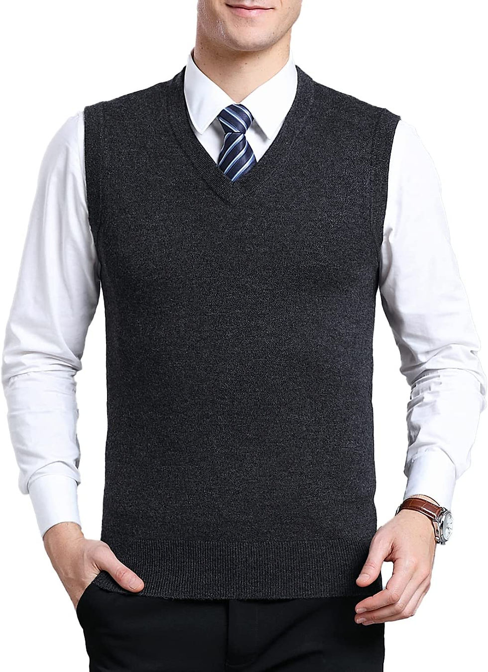 الصورة المصغرة: الرجال جولف جيليه الخامس الرقبة بلا أكمام البلوز سترة محبوك البلوز الماس منقوشة