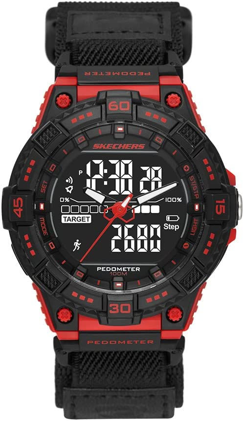 الصورة المصغرة: ساعة سكيتشرز يد سيجوندو كوارتز سيليكون رياضية انالوج رقمية للرجال