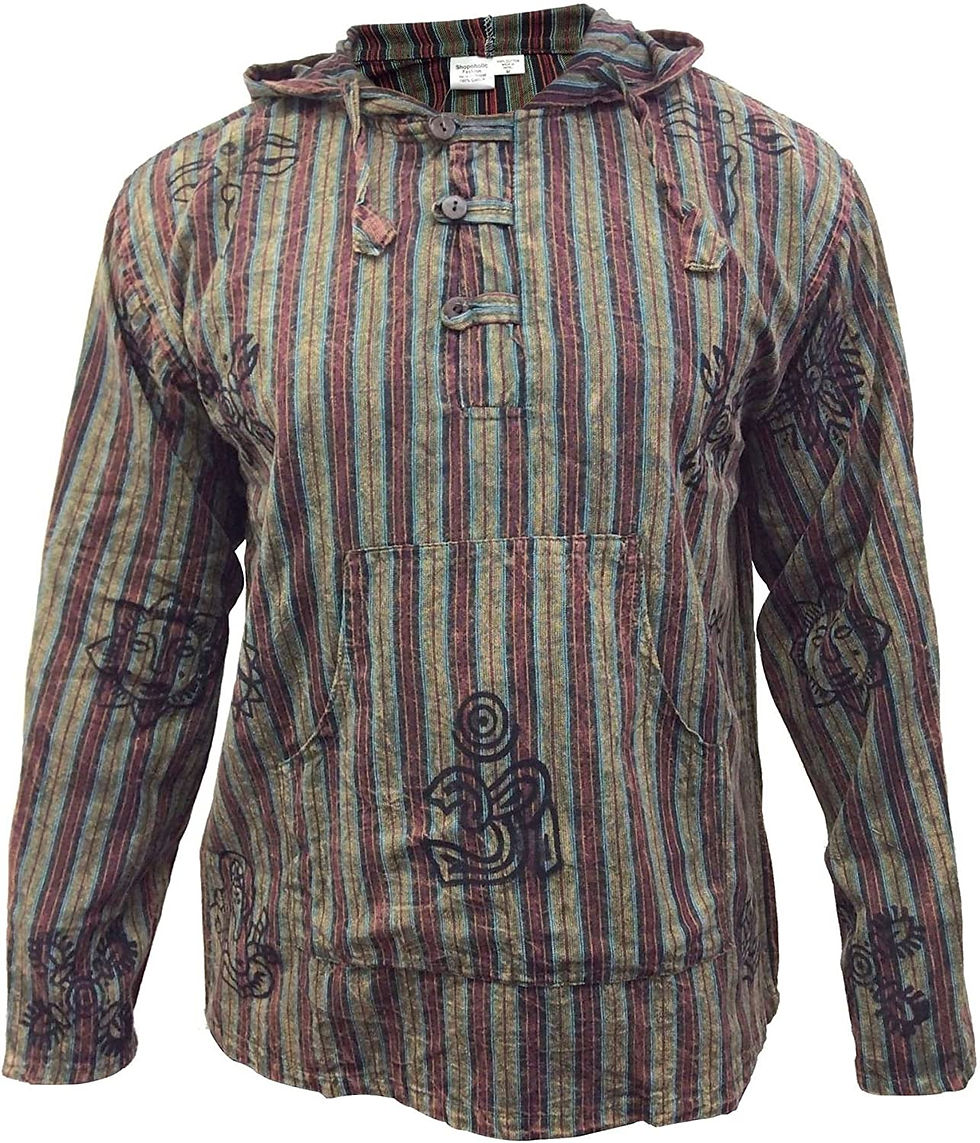 الصورة المصغرة:  قميص رجالي بغطاء للرأس مخطط بأحجار الحجر