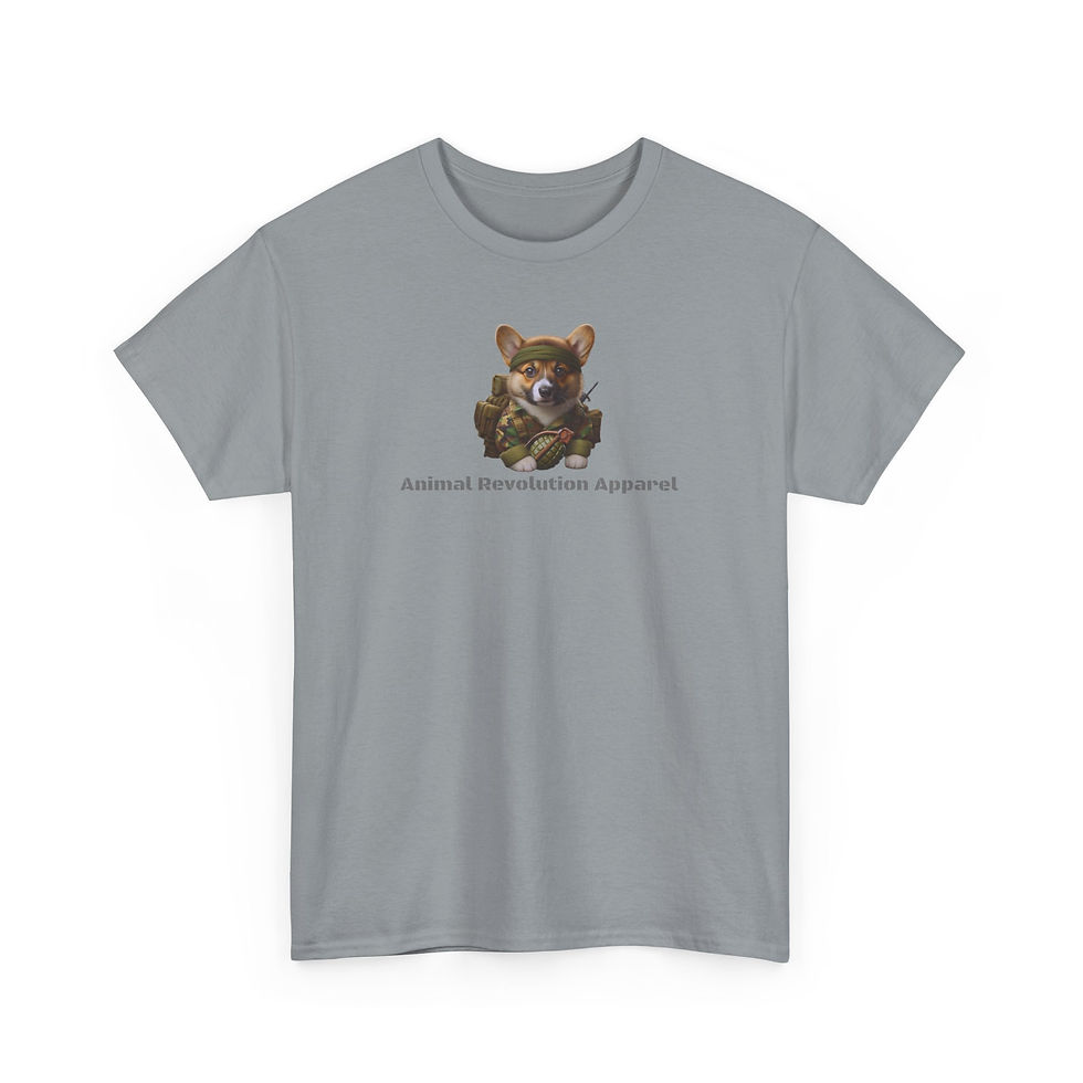 Thumbnail: Military Corgi Puppy Unisex Heavy Cotton Tee