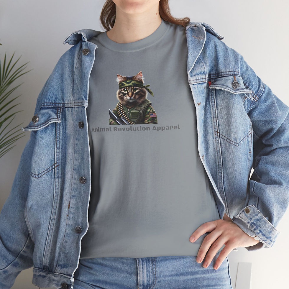 Thumbnail: Military Tabby Cat Unisex Heavy Cotton Tee