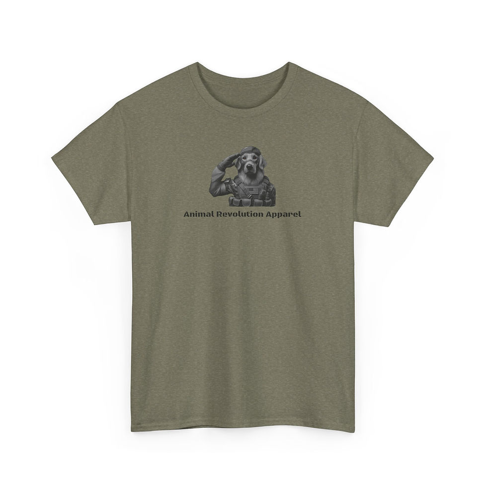 Thumbnail: Golden Retriever Salute Black and White Unisex Heavy Cotton Tee