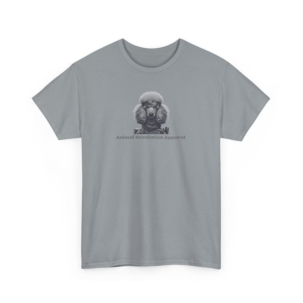 Thumbnail: Military Camo Poodle Unisex Heavy Cotton Tee