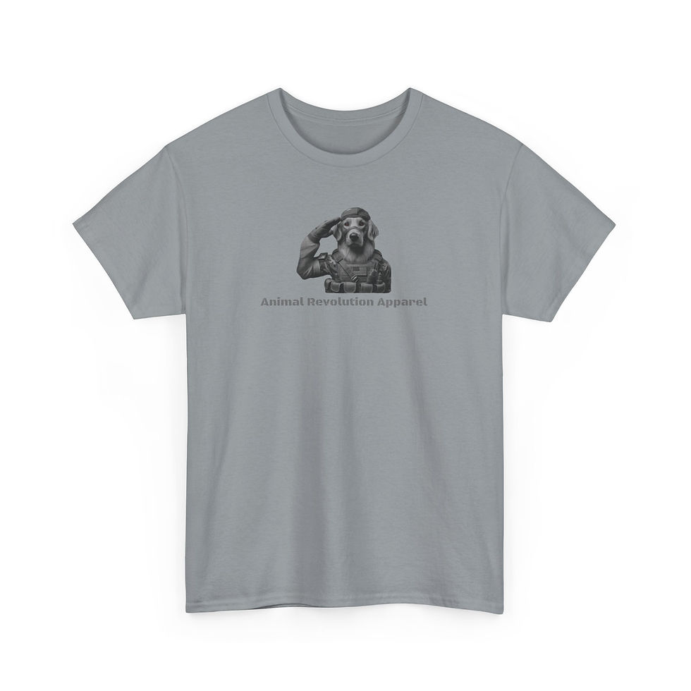 Thumbnail: Golden Retriever Salute Black and White Unisex Heavy Cotton Tee