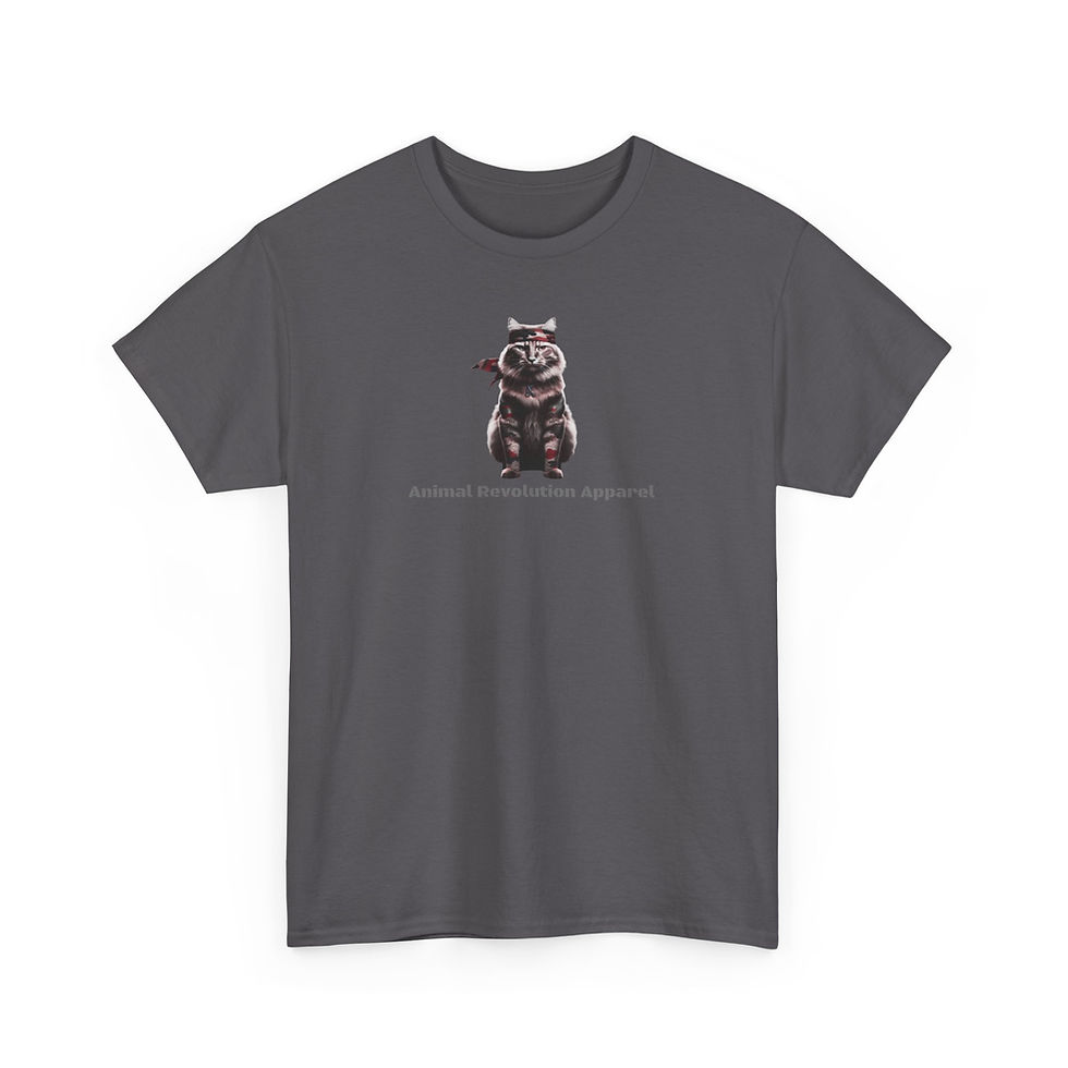 Thumbnail: Military Grey Cat Unisex Heavy Cotton Tee