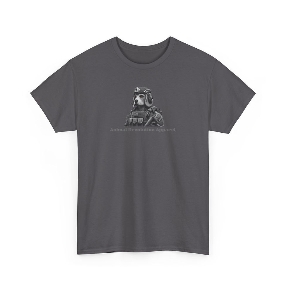 Thumbnail: Military Beagle Black & White Unisex Heavy Cotton Tee