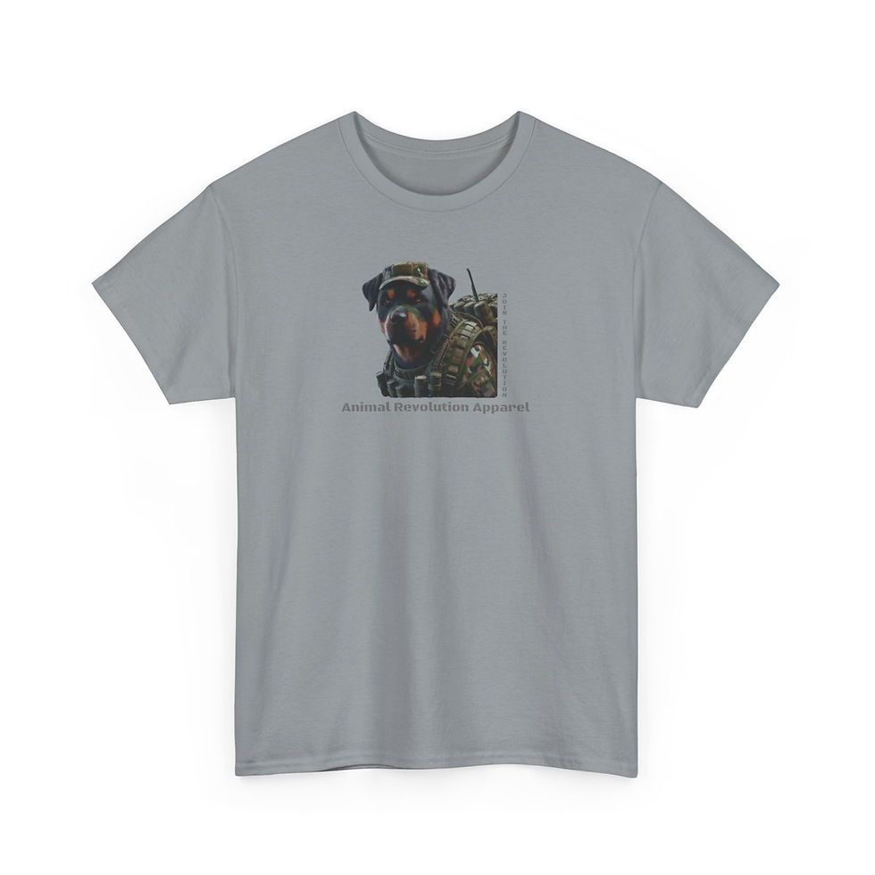 Thumbnail: Military Camo Rottweiler Unisex Heavy Cotton Tee