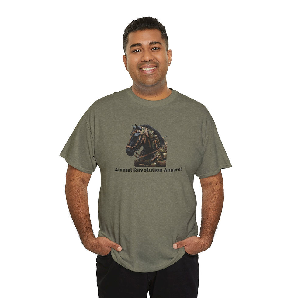 Thumbnail: Military Horse Head Unisex Heavy Cotton Tee