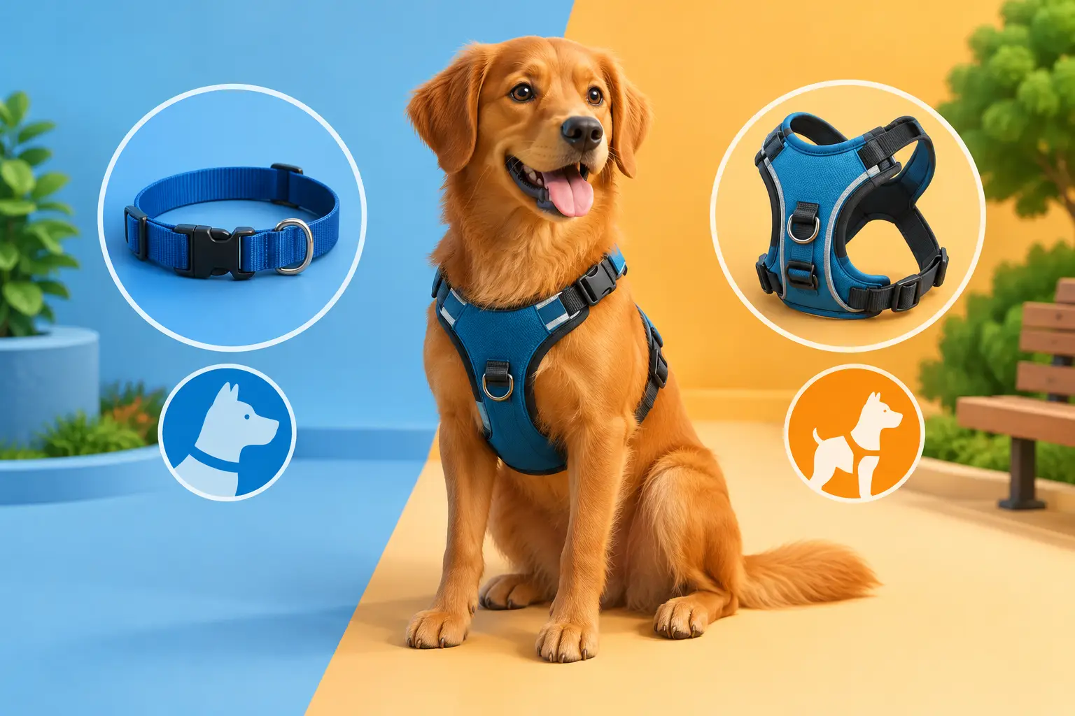 Coleira ou peitoral: qual é melhor para seu cão?