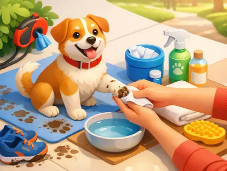 Como limpar patas do cachorro após passeio