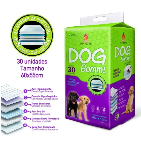 Miniatura: TAPETE HIGIENICO PARA CÃES DOG BOOM 60X55 C/30UN