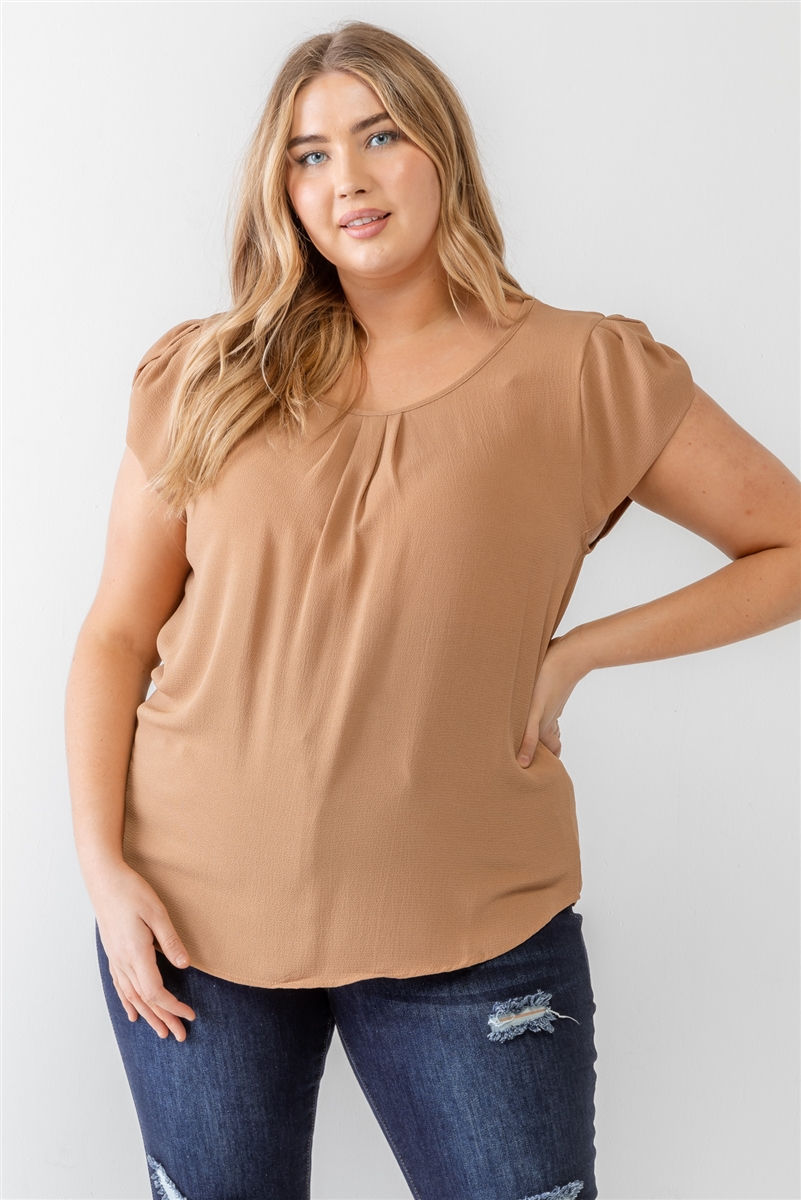 Thumbnail: Plus Koshibo Textured Cap Sleeve Top