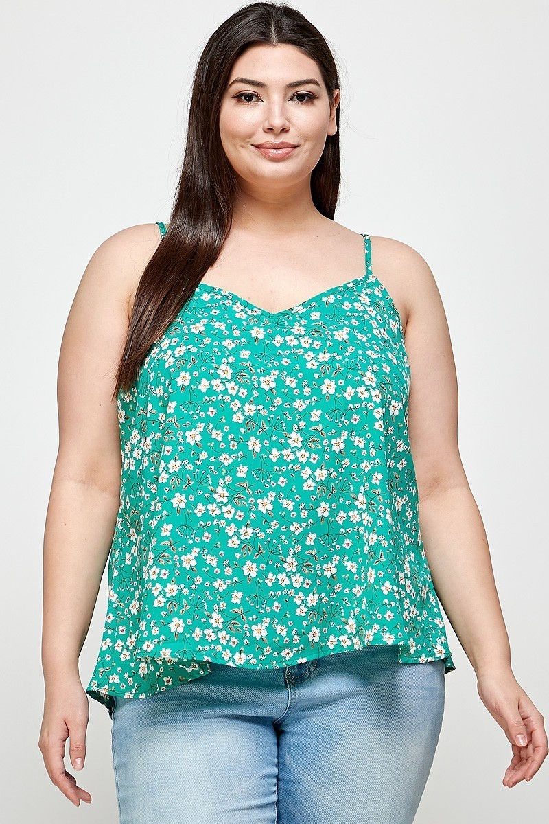 Thumbnail: Plus Size, Ditsy Floral Print Cami Top
